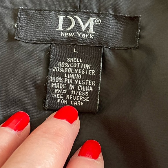 DM New York Black Cream Coat Cotton Knit Button Down Collared size large dotted - Picture 9 of 12